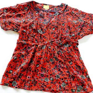 Anthropologie Top Maes Silk Kimono Blouse Maeve Floral Small